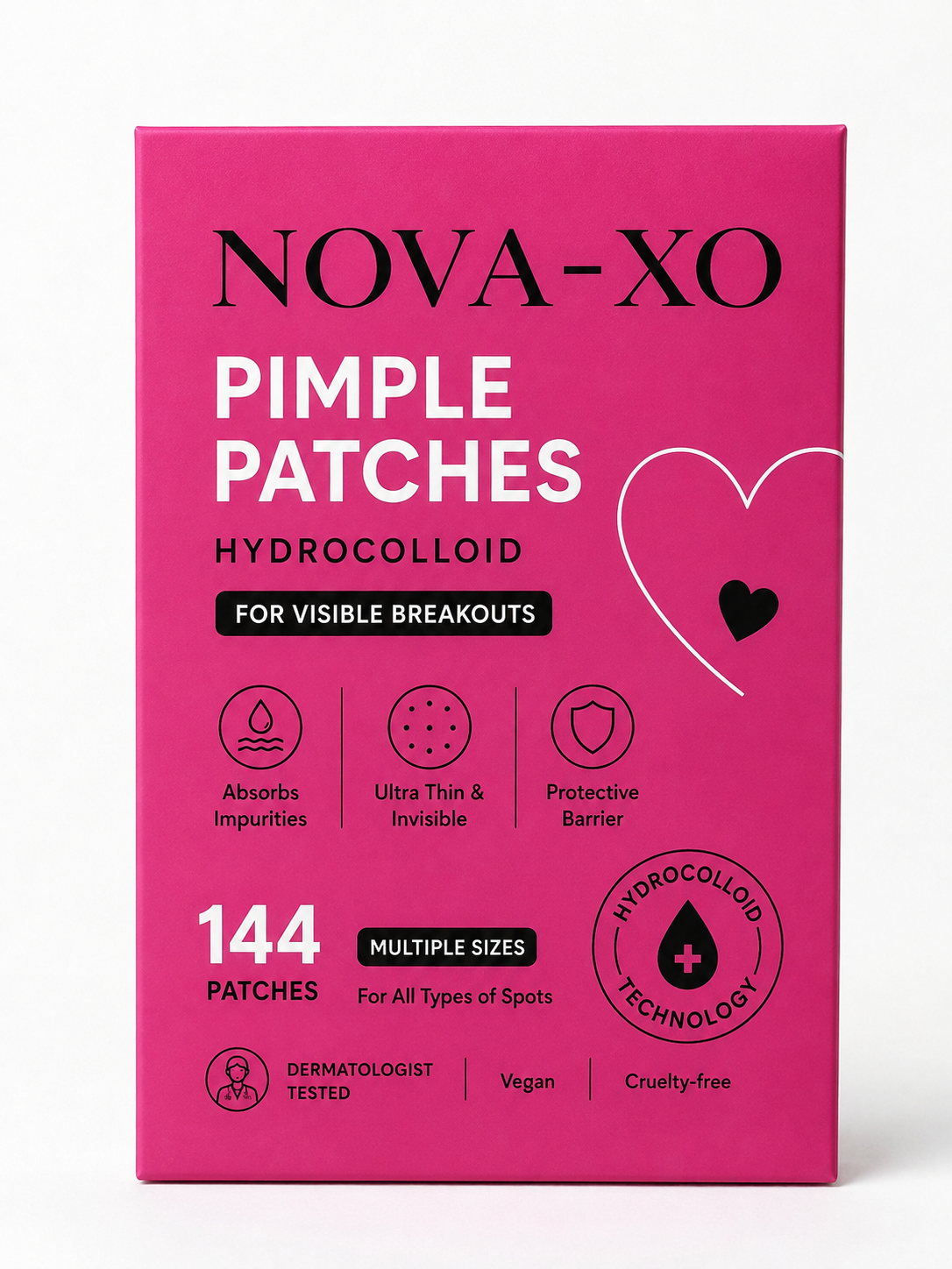 NOVA-XO Hydrocolloid Pimple Patches – 144 Count