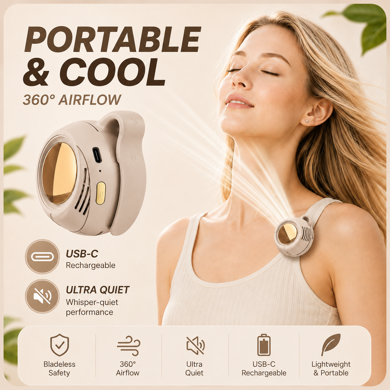 Portable Waist Clip USB Fan Mini Quiet Buckle Clamp Cooling Fan for Outdoor Work Hiking Travel Home Personal Cooling Use Set Kit