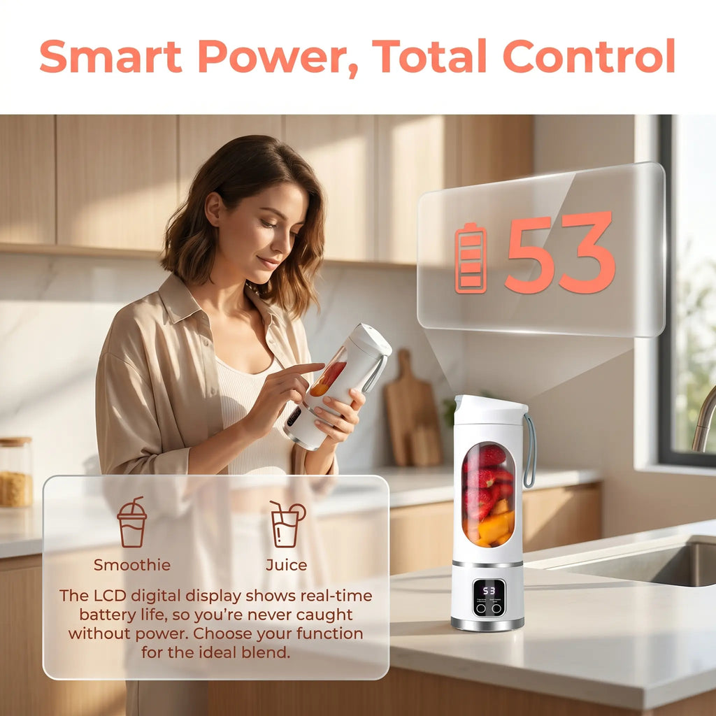 Unleash Your Inner Chef with the Ultimate Portable 15.22 Oz USB Rechargeable Blender - Perfect for Smoothies & Juices with LED Display!