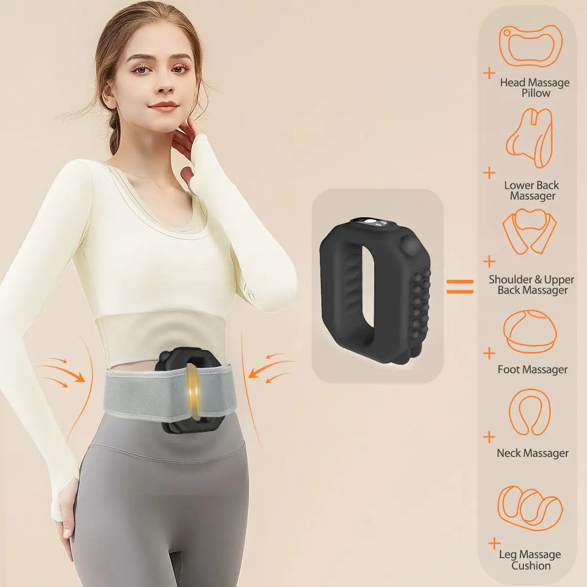 ADDWIN 2026 New Fascia Ring R10 Mini Muscle Recovery Fascia Device Upgraded Adjustable Strap Fits up to 55In Waist, Cordless Rechargeable, Designed for Waist & Back Muscle Recovery Portable Massager Parents Gift Summervibes