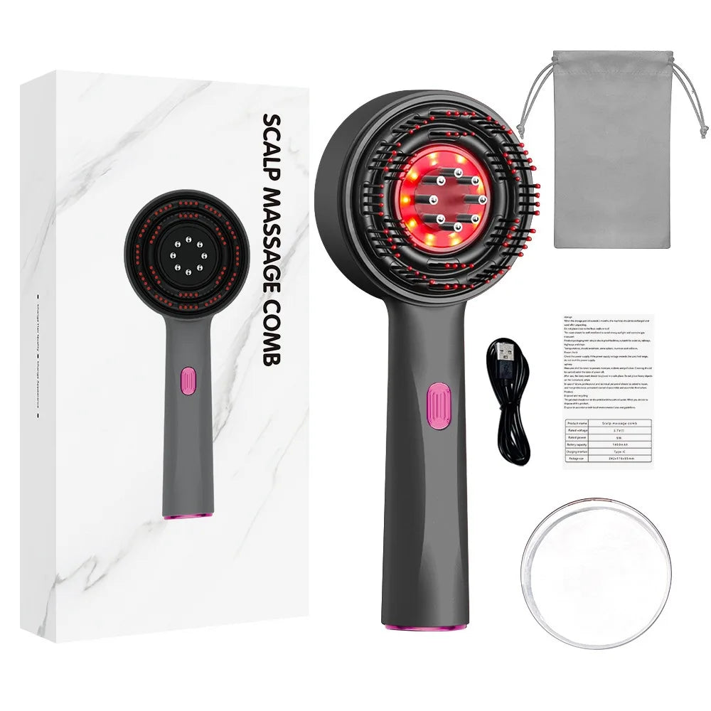 Red Light Scalp Massage Brush & Essential Oil Hair Care Comb