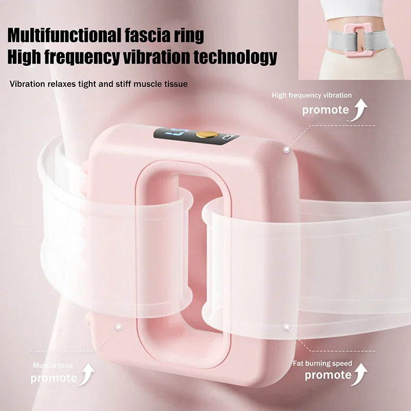 Electric Fascia Ring Massager Full Body Slimming Deep Tissue Vibration Massage with Belt Adjustable for Fat Burning&Shaping
