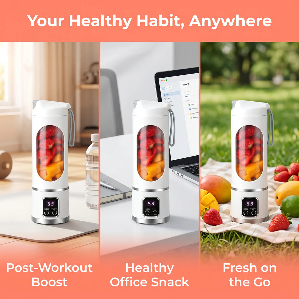 Unleash Your Inner Chef with the Ultimate Portable 15.22 Oz USB Rechargeable Blender - Perfect for Smoothies & Juices with LED Display!