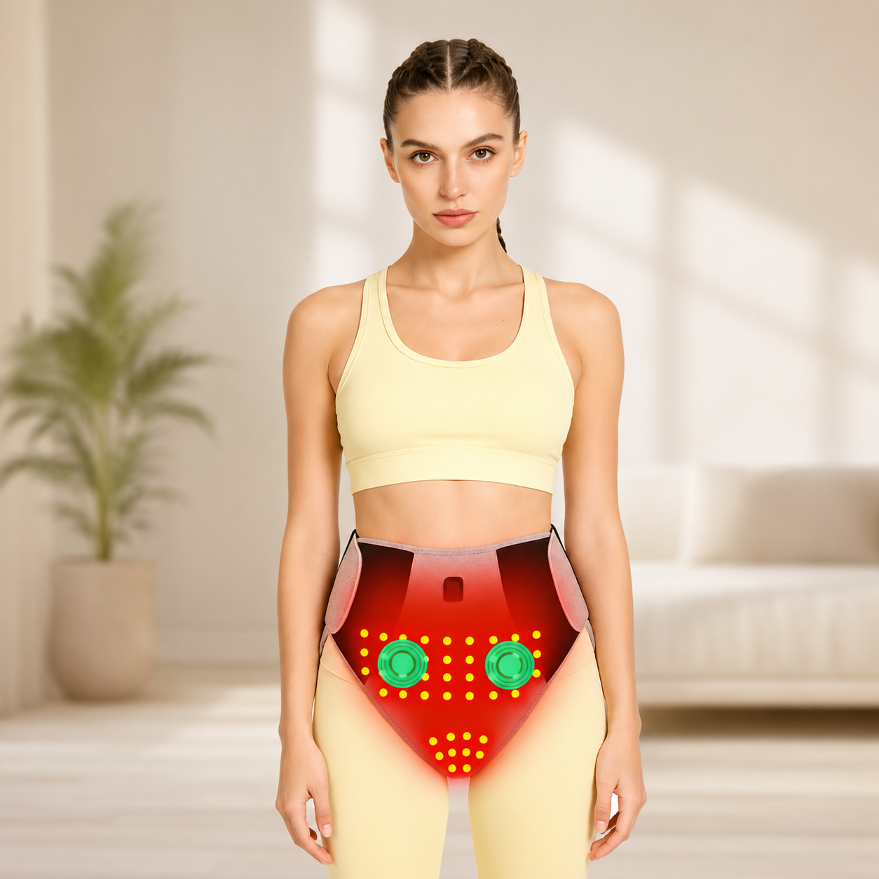 Red Light Heating Women's Underwear with Abdominal Massager Relieves Abdominal Pain Cold Uterus Menstrual Cramps Warm