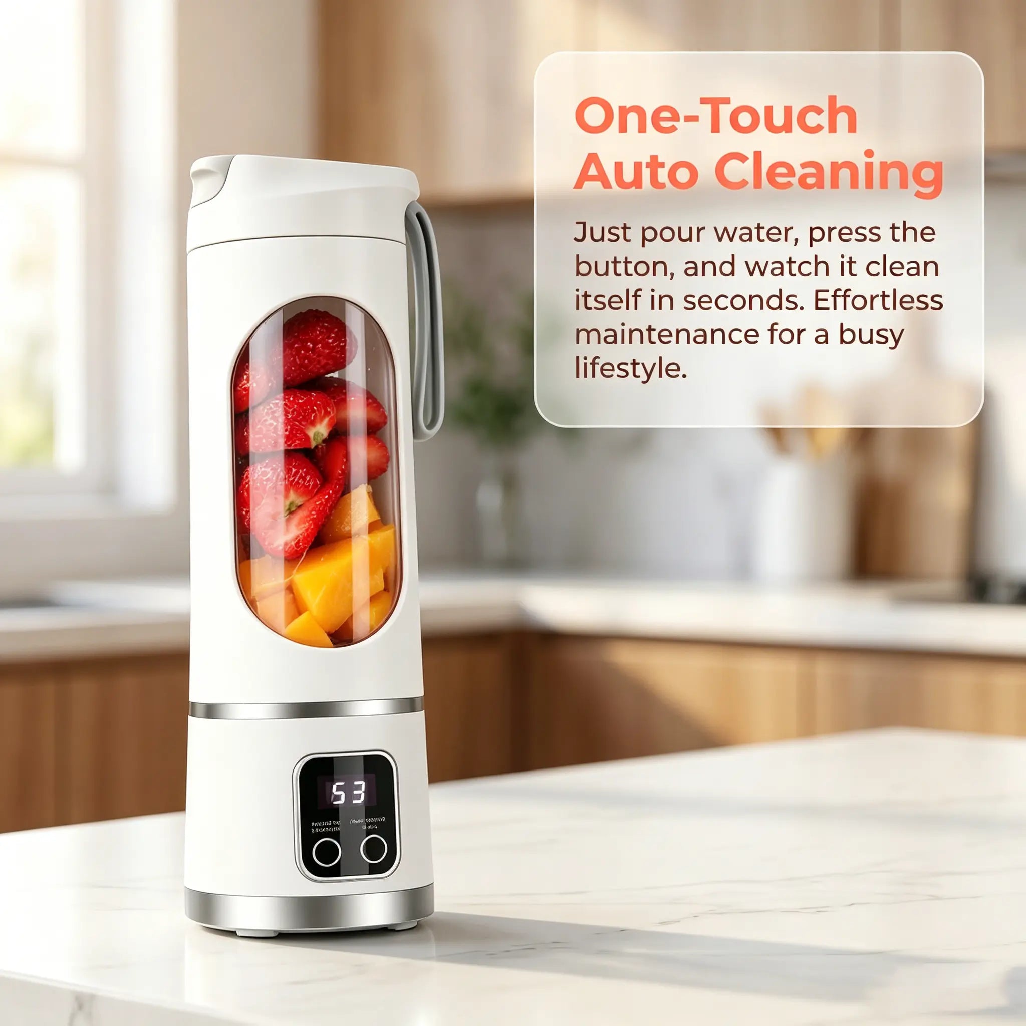 Unleash Your Inner Chef with the Ultimate Portable 15.22 Oz USB Rechargeable Blender - Perfect for Smoothies & Juices with LED Display!